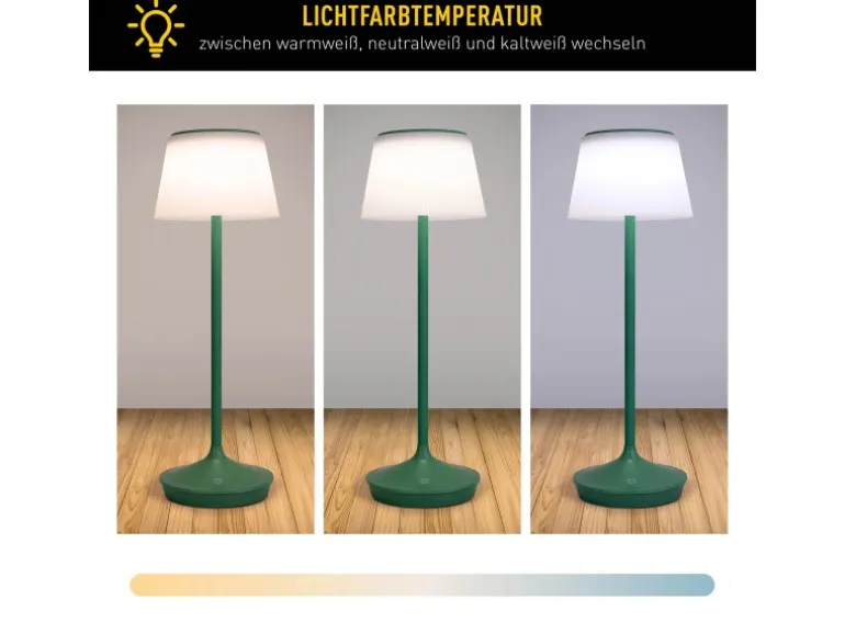 Näve LED-Solar-Akkutischleuchte Emmi Grün Ø 13 cm x 38 cm