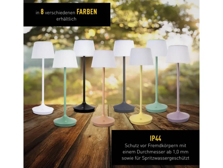 Näve LED-Solar-Akkutischleuchte Emmi Grün Ø 13 cm x 38 cm