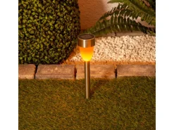 Näve LED-Solar-Außenleuchte mit Erdspieß Warmweiß m. Flackereffekt 6er-Set