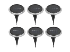 Näve LED-Solar-Boden-Erdspießleuchte Kane Schwarz Ø 11,2 cm x 11 cm 6er-Set