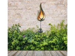 Näve LED-Solar-Erdspieß Flamme Bronze Orange Lichtfarbe Gelb m. Flammeneffekt
