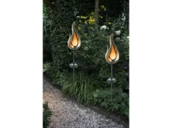 Näve LED-Solar-Erdspieß Flamme Bronze Orange Lichtfarbe Gelb m. Flammeneffekt