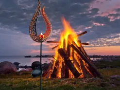 Näve LED-Solar-Erdspieß Flamme Braun 90 cm Lichtfarbe Gelb mit Flammeneffekt