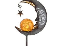 Näve LED-Solar-Erdspieß Mond Silber 85,7 cm