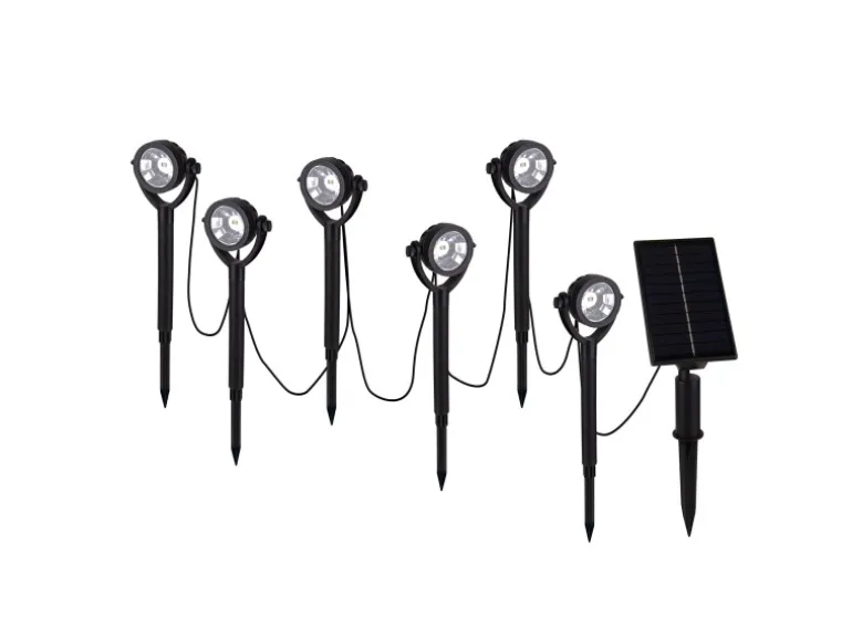 Näve LED-Solar-Erdspießleuchten Nomi Schwarz 33 cm x 475 cm x 4,8 cm 6er-Set