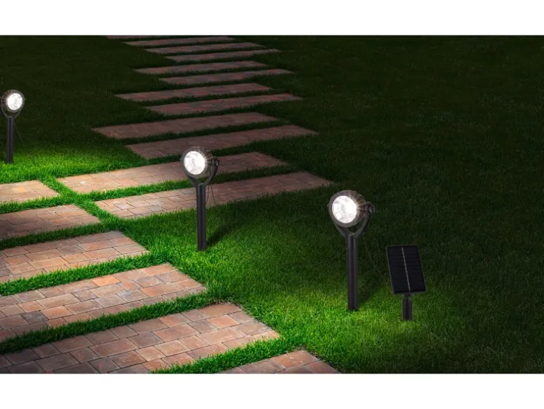 Näve LED-Solar-Erdspießleuchten Nomi Schwarz 33 cm x 475 cm x 4,8 cm 6er-Set