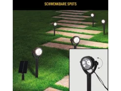 Näve LED-Solar-Erdspießleuchten Nomi Schwarz 33 cm x 475 cm x 4,8 cm 6er-Set