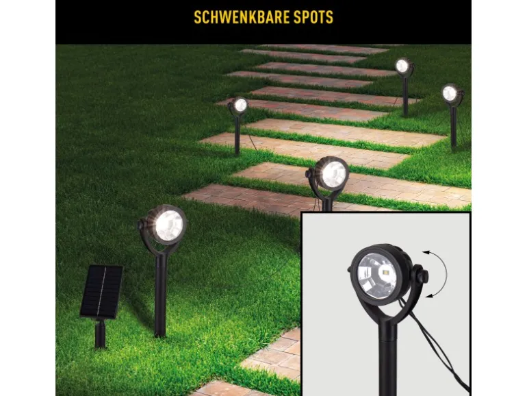 Näve LED-Solar-Erdspießleuchten Nomi Schwarz 33 cm x 475 cm x 4,8 cm 6er-Set