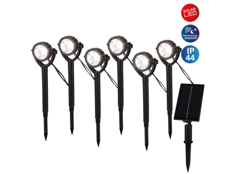 Näve LED-Solar-Erdspießleuchten Nomi Schwarz 33 cm x 475 cm x 4,8 cm 6er-Set