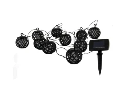 Näve LED-Solar-Kugel-Lichterkette Fogo Schwarz 10 cm x 485 cm x 7 cm