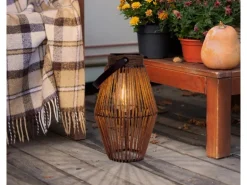 Näve LED-Solarleuchte Korbinian Natur Dunkel Ø 18 cm x 30 cm