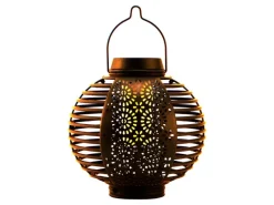 Näve LED-Solarleuchte Lampion mit Erdspieß Braun Ø 14,5 cm x 78 cm