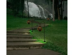 Näve LED-Solarleuchte Lampion mit Erdspieß Braun Ø 14,5 cm x 78 cm