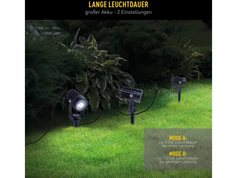 Näve LED-Solarspots Spoti mit Erdspieß Schwarz Ø 4,1 cm x 9 cm 3er-Set