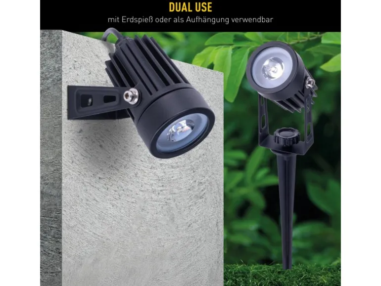 Näve LED-Solarspots Spoti mit Erdspieß Schwarz Ø 4,1 cm x 9 cm 3er-Set
