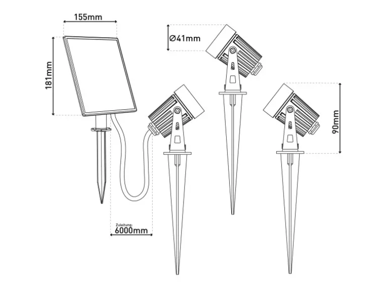 Näve LED-Solarspots Spoti mit Erdspieß Schwarz Ø 4,1 cm x 9 cm 3er-Set