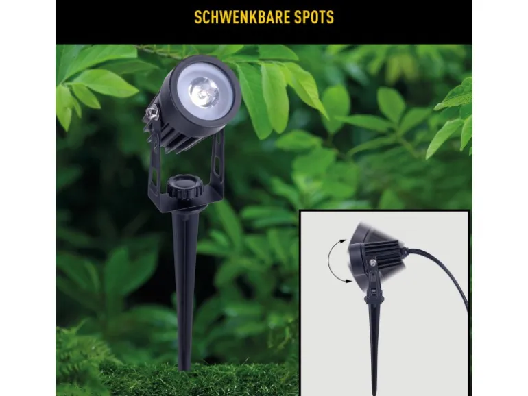 Näve LED-Solarspots Spoti mit Erdspieß Schwarz Ø 4,1 cm x 9 cm 3er-Set