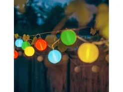 Näve LED-Textil-Solar-Lichterkette Papierballon Bunt Ø 15 cm x 300 cm 10er-Set