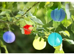 Näve LED-Textil-Solar-Lichterkette Papierballon Bunt Ø 15 cm x 300 cm 10er-Set