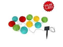 Näve LED-Textil-Solar-Lichterkette Papierballon Bunt Ø 15 cm x 300 cm 10er-Set