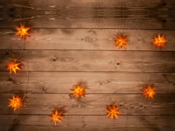 Näve Outdoor 9er-LED Weihnachtslichterkette 3D-Sterne Gold