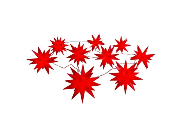 Näve Outdoor 9er-LED Weihnachtslichterkette 3D-Sterne Rot