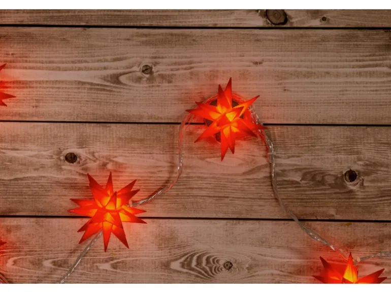 Näve Outdoor 9er-LED Weihnachtslichterkette 3D-Sterne Rot