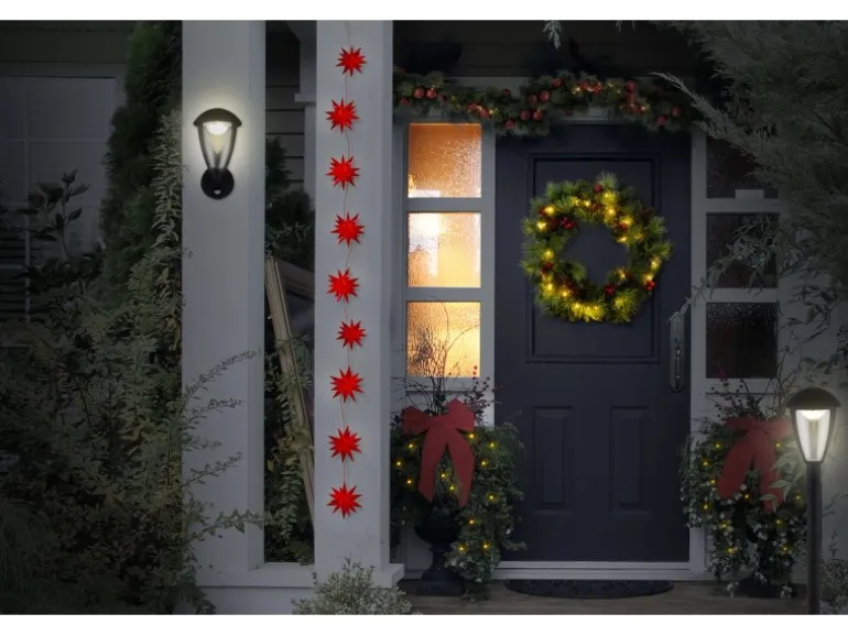 Näve Outdoor 9er-LED Weihnachtslichterkette 3D-Sterne Rot