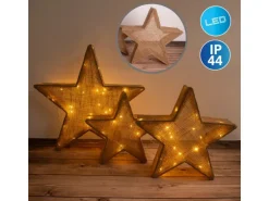 Näve Outdoor LED Deko Weihnachtsstern Braun 3er-Set