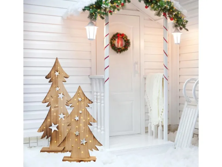 Näve Outdoor LED Weihnachtsdeko Holz Tannenbaum 80 cm