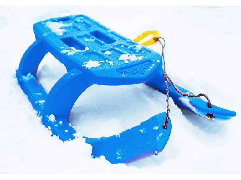 Ondis24 Kinderschlitten Rennrodel Bob Arrow mit Metallkufen Blau Schlitten