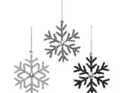 Ornament Schneeflocke Dunkelsilber 1 x Ø 11 cm