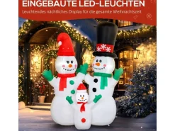 Outsunny Aufblasbar Schneemann Polyester 165L x 80B x 180H cm Weiß