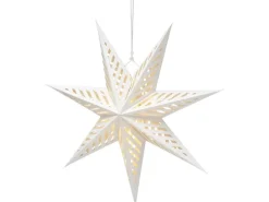 Papierstern mit LEDs 45 cm x 45 cm x 17 cm Weiß