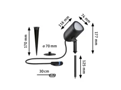 Paulmann LED Gartenspot Plug & Shine Shira Zigbee 3.0 IP65 RGBW+ 6,5 W Anthrazit