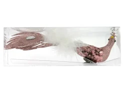 Pfau Kunststoff mit Glitter/Federn 21 cm