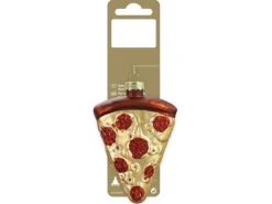 Pizzastück zum Hängen Glas 10,3 cm Gold-Rot