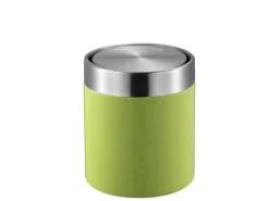 PROREGAL Schön Geformter Tischabfallbehälter Mit FlachschwIngdeckel 1,5 Liter HxØ 13,8 x 12 cm Edelstahl & Grün