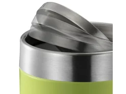 PROREGAL Schön Geformter Tischabfallbehälter Mit FlachschwIngdeckel 1,5 Liter HxØ 13,8 x 12 cm Edelstahl & Grün