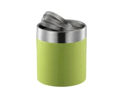 PROREGAL Schön Geformter Tischabfallbehälter Mit FlachschwIngdeckel 1,5 Liter HxØ 13,8 x 12 cm Edelstahl & Grün