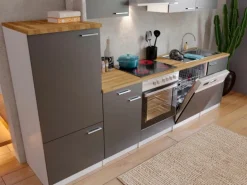 Respekta Economy Küchenzeile KB280WGC 280 cm Grau-Weiß