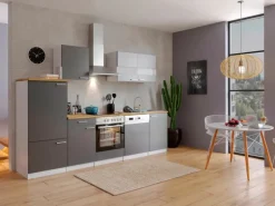 Respekta Economy Küchenzeile KB280WGC 280 cm Grau-Weiß