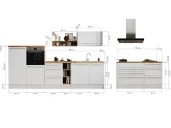 Respekta Inselküche Gabriel 320 cm Weiß Hochglanz