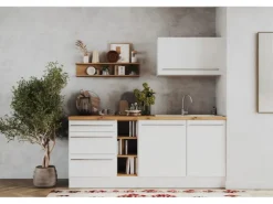 Respekta Inselküche Gabriel 320 cm Weiß Hochglanz