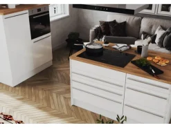 Respekta Inselküche Gabriel 320 cm Weiß Hochglanz