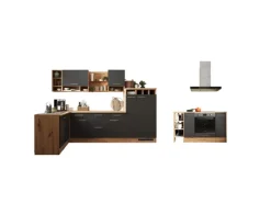 Respekta Inselküche Hilde 310 cm Grau