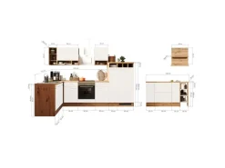 Respekta Küchenblock Hilde 310 cm mit Kücheninsel Weiß