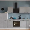 Respekta Küchenblock Malia mit E-Geräten 310 cm Beton Fronten
