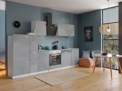 Respekta Küchenblock Malia mit E-Geräten 310 cm Beton Fronten