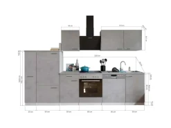 Respekta Küchenblock Malia mit E-Geräten 310 cm Beton Fronten